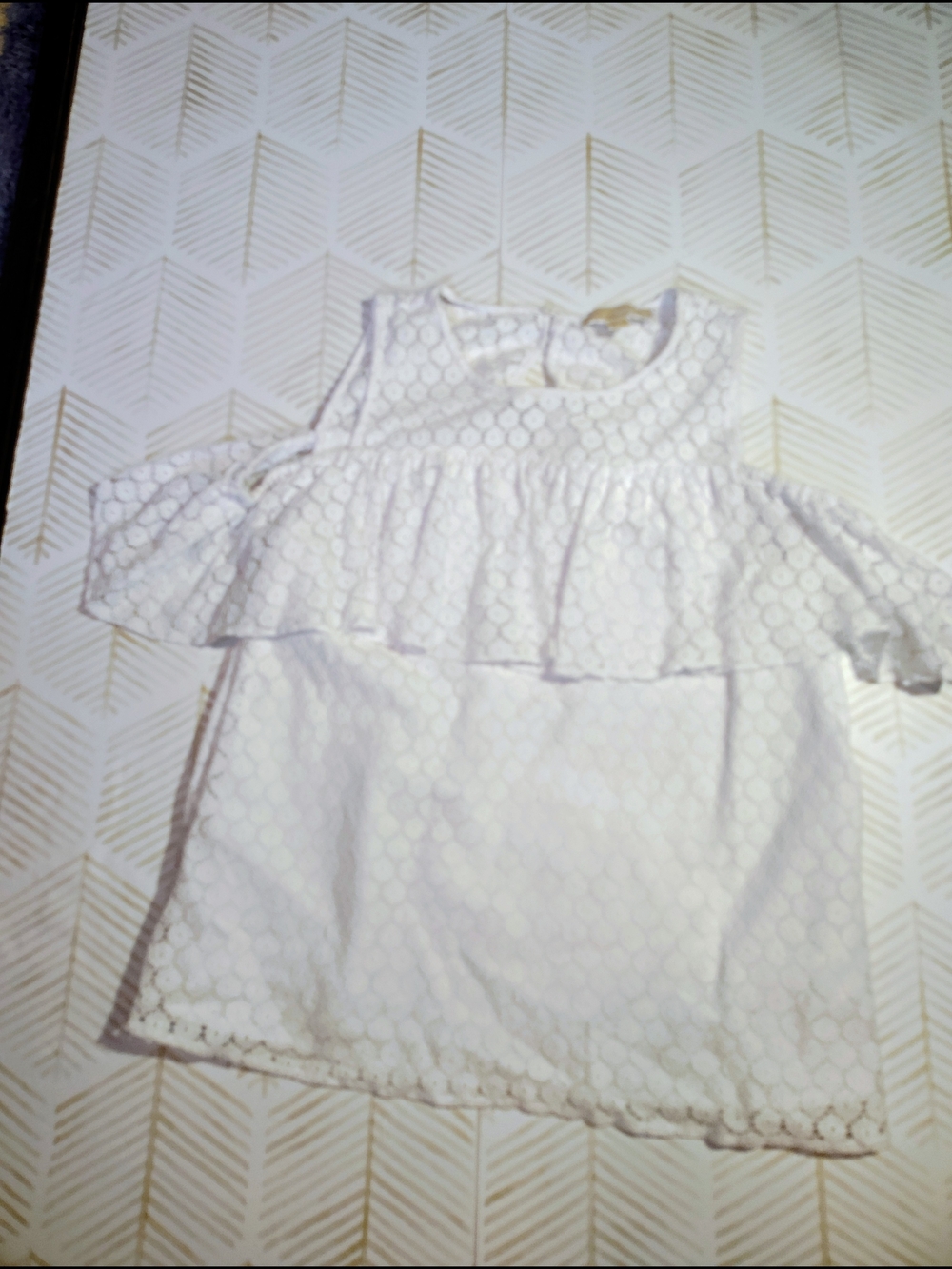 MICHAEL Michael Kors Euc Medium White Floral Lace Cold-Shoulder Eyelet Top